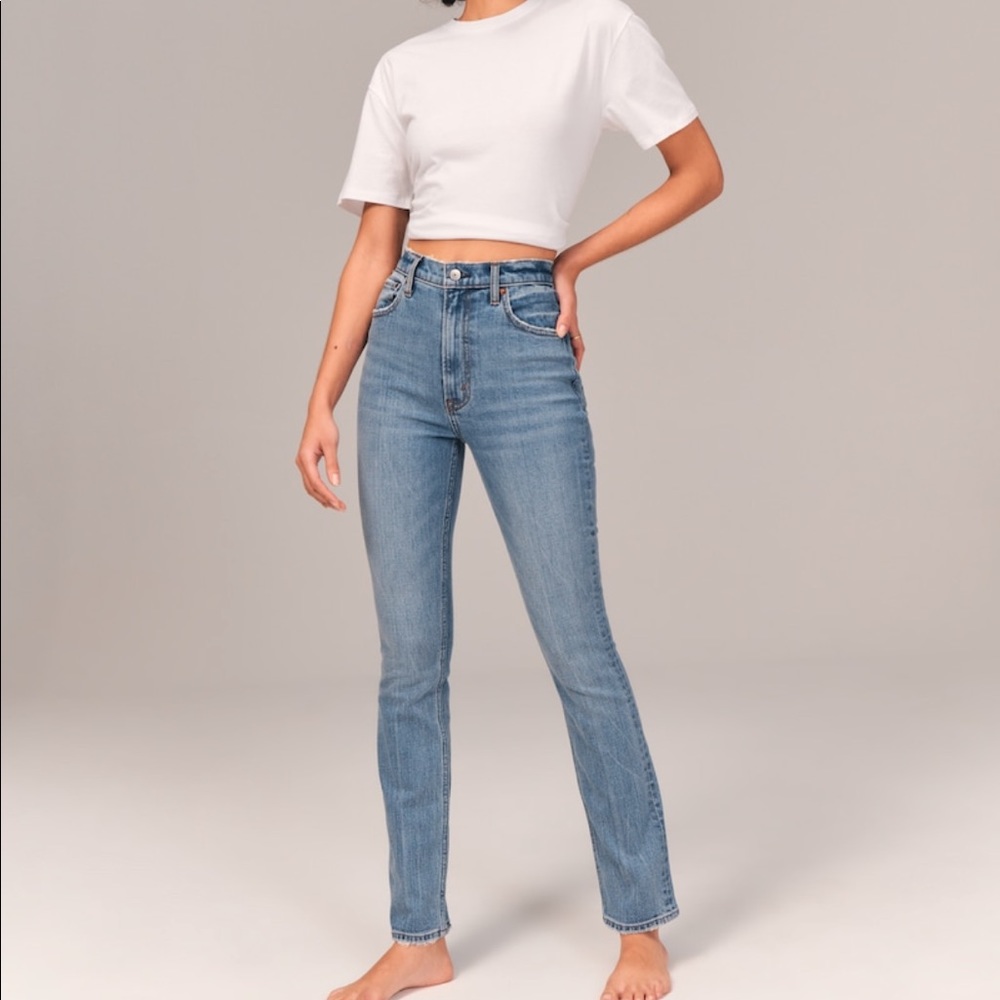 Abercrombie Curve Love Slim Straight Ultra High Rise Jean